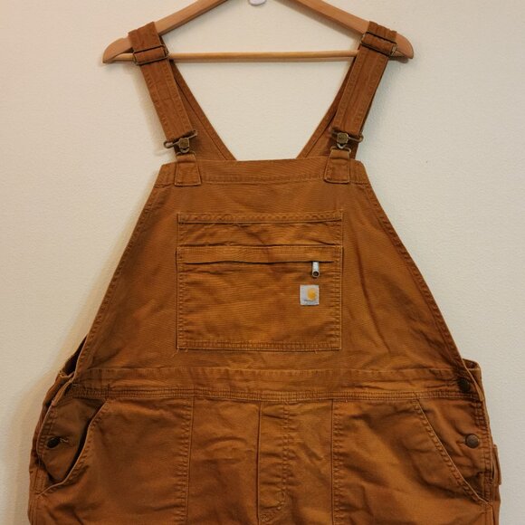 Carhartt Rugged Flex Relaxed Fit Canvas Brown Overall Shortall 2XL Hard Work - Picture 4 of 15